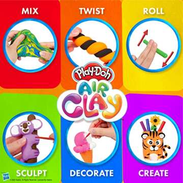 Play-Doh Air Clay Super Creation Studio - 24pcs Vibrant Colors Air Dry Clay for Kids - Modeling Clay for Kids with Accessories and Tools