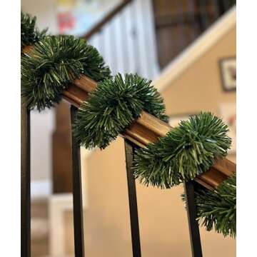 50 Foot Garland for Christmas Decorations - Non-Lit Soft Green Holiday Decor for Outdoor or Indoor U...