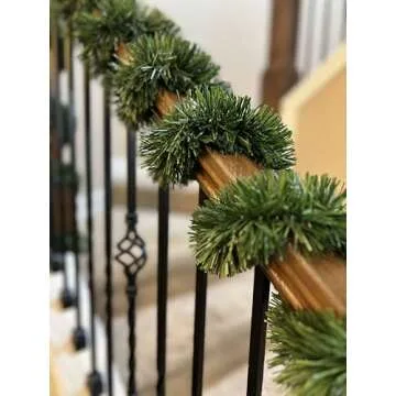 50 Foot Garland for Christmas Decorations - Non-Lit Soft Green Holiday Decor for Outdoor or Indoor Use - Premium Quality Home Garden Artificial Greenery, or Wedding Party Decorations(1, 50 FT Premium)