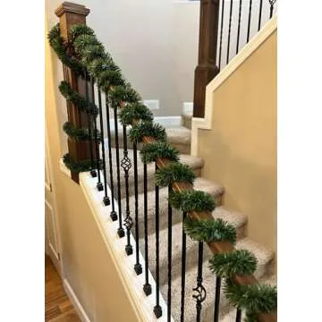 50 Foot Garland for Christmas Decorations - Non-Lit Soft Green Holiday Decor for Outdoor or Indoor Use - Premium Quality Home Garden Artificial Greenery, or Wedding Party Decorations(1, 50 FT Premium)