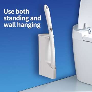 Disposable Toilet Brush Cleaning System with 50pcs Refills Pads Replacement Heads, Toilet Cleaning Stick, Wall Mounted Toliet Wand Kit Bathroom Maintenance, Toilet Bowl Cleaner Wands Holder and Set