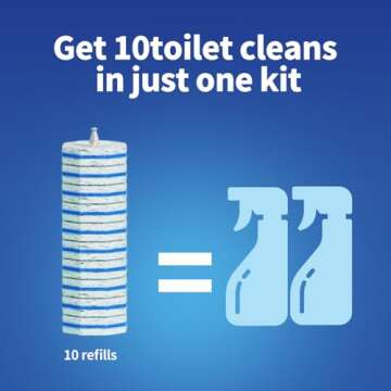 Disposable Toilet Brush Cleaning System with 50pcs Refills Pads Replacement Heads, Toilet Cleaning Stick, Wall Mounted Toliet Wand Kit Bathroom Maintenance, Toilet Bowl Cleaner Wands Holder and Set