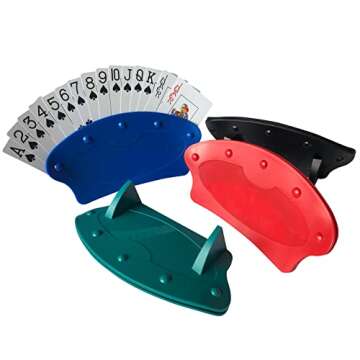 Yuanhe Set of 4 Playing Card Holder for Kids Seniors,Hands Free Cards Holders for Poker Parties, Fam...