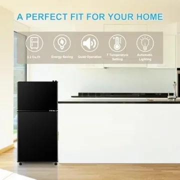 Fox Shack Fridge with Freezer, 3.2 Cu Ft Mini Refrigerator for Dorms, Offices and More