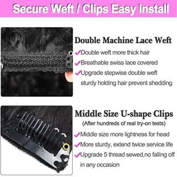 Kinky Curly Clip In Extensions for Black Women 16 Inch