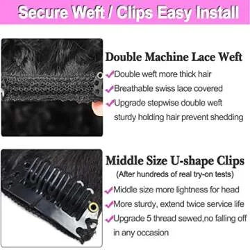 Kinky Curly Clip In Extensions for Black Women 16 Inch