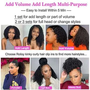Kinky Curly Clip In Extensions for Black Women 16 Inch