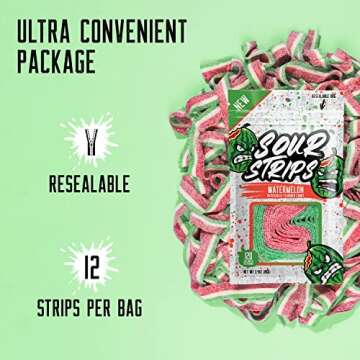 SOUR STRIPS Watermelon Sour Candy | 2 Pack Chewy Treats