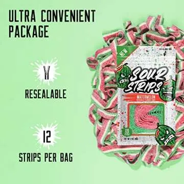 SOUR STRIPS Watermelon Sour Candy | 2 Pack Chewy Treats