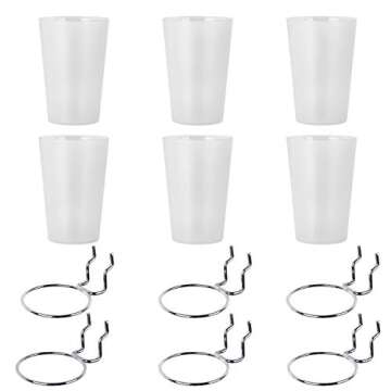 Kuhome 6 Set Pegboard Hooks with Cups, Ring Style Bins with Rings, Pegboard Cup Holder Accessories for Organizing Storage (Transparent)