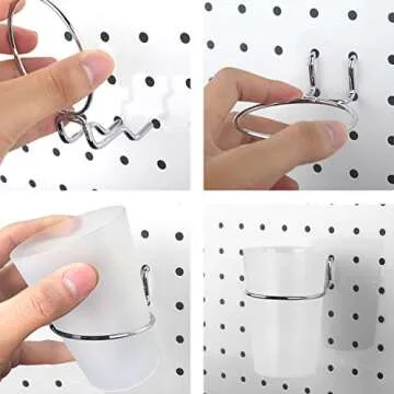Kuhome 6 Set Pegboard Hooks with Cups, Ring Style Bins with Rings, Pegboard Cup Holder Accessories for Organizing Storage (Transparent)
