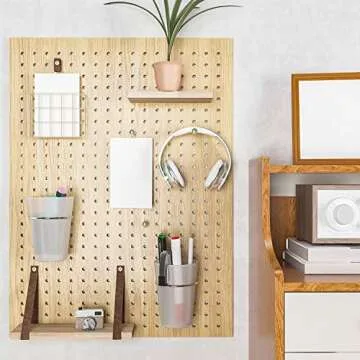 Kuhome 6 Set Pegboard Hooks with Cups, Ring Style Bins with Rings, Pegboard Cup Holder Accessories for Organizing Storage (Transparent)