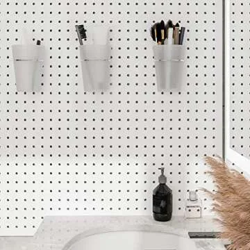 Kuhome 6 Set Pegboard Hooks with Cups, Ring Style Bins with Rings, Pegboard Cup Holder Accessories for Organizing Storage (Transparent)
