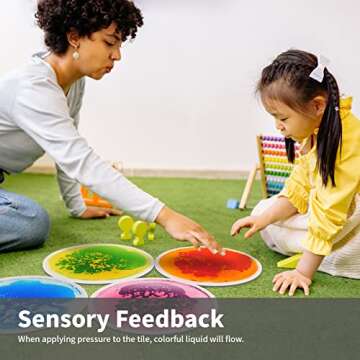 Art3d 9PCS Round Sensory Floor Tiles for Kids, Toddlers and Children, Colorful Liquid Sensory Activi...