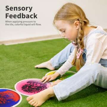Art3d 9PCS Colorful Liquid Sensory Floor Tiles for Kids