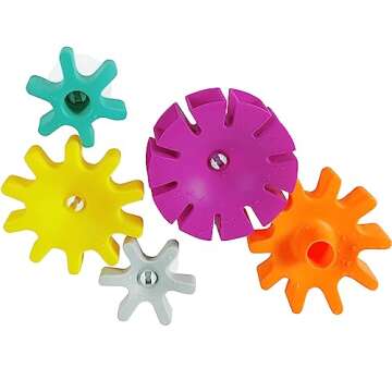 Suction Bath Toys for Toddler - Spinning Gear Bath Toys for Kids Ages 4-8 | Newborn Bath Toys Bathtub, Shower, and Pool | Hours of Fun & Creativity - 5 Pieces- Multicolored