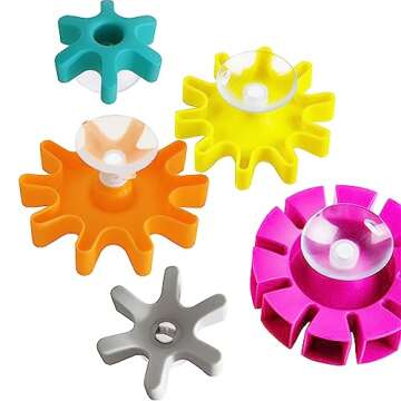 Suction Bath Toys for Toddler - Spinning Gear Bath Toys for Kids Ages 4-8 | Newborn Bath Toys Bathtub, Shower, and Pool | Hours of Fun & Creativity - 5 Pieces- Multicolored