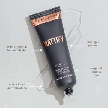 Makeup Revolution Mattify Matte and Fix Face Primer, Lightweight & Translucent Formula, for a Smooth...