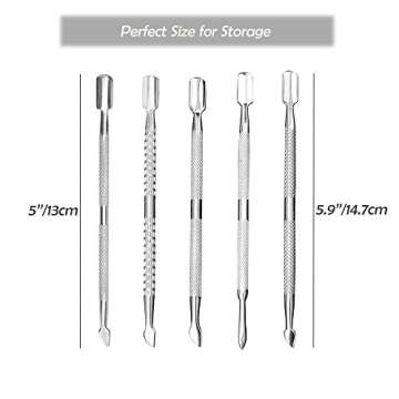 10Pcs Cuticle Pusher Remover and Cutter, Creatiee Double Ended Stainless Steel Cuticle Cleaner Nail Gel Polish Removal, Manicure Pedicure Nail Tools for Fingernails Toenails - Professional & Durable