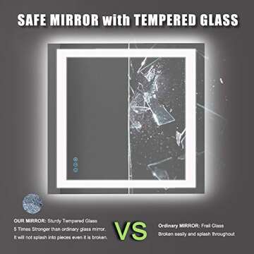 Amorho LED Bathroom Mirror 36"x36" with Dimmable Lighting