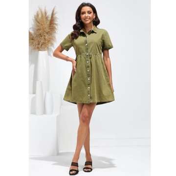Shop GRAPENT Denim Dress for Women in Army Green