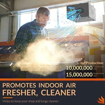 PURISYSTEMS Air Filtration System 3-Speed Remote, Built-in Ionizer, PuriCare 500IG Hanging Air Filter w/RF Remote for Woodworking, Garage and Shop Dust Collector, up to 500 sq. ft (350/450/500 CFM)