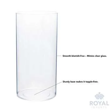 Royal Imports Flower Vase Acrylic Cylinder - Decorative Centerpiece for Home or Wedding - Non Breakable Plastic, 5"X10" Tall Round - Clear