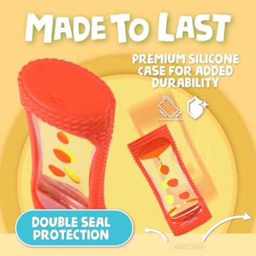 BUNMO Liquid Motion Bubbler Sensory Toy - Calming Fidget Toy for Kids & Adults, Textured Silicone Bubble Timer with Mesmerizing Liquid Flow Sensory Bottles - Small Red