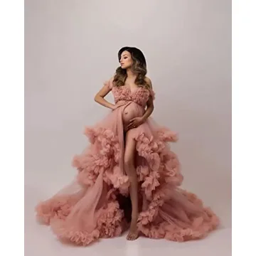 PRESEOSSA Luxurious Tulle Maternity Dress for Photoshoots