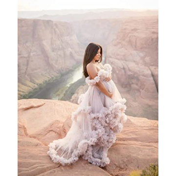 PRESEOSSA Luxurious Tulle Maternity Dress for Photoshoots