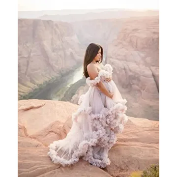 PRESEOSSA Luxurious Tulle Maternity Dress for Photoshoots
