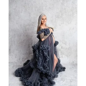 PRESEOSSA Luxurious Tulle Maternity Dress for Photoshoots