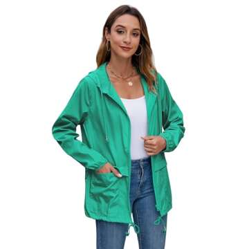 Hount Women's Lightweight Hooded Raincoat Waterproof Packable Active Outdoor Rain Jacket (S-3XL)