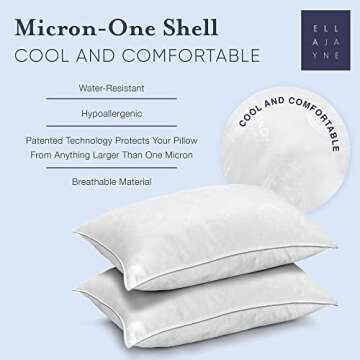 Ella Jayne - MicronOne Premium Shell Breathe Clean Pillows, Down Alternative Fill, Medium Density For Side, Stomach & Back Sleepers, Standard - 2 Pack
