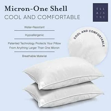 Ella Jayne - MicronOne Premium Shell Breathe Clean Pillows, Down Alternative Fill, Medium Density For Side, Stomach & Back Sleepers, Standard - 2 Pack