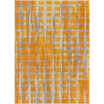 HOMEWAY Mesh 5'3" x 7'3" Soft Modern Rug with Yellow Pattern