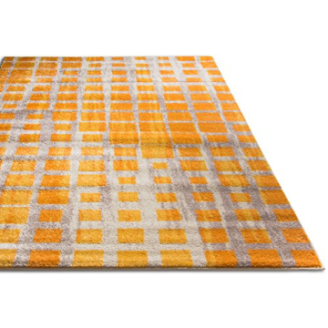 HOMEWAY Mesh 5'3" x 7'3" Soft Modern Rug with Yellow Pattern