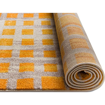 HOMEWAY Mesh 5'3" x 7'3" Soft Modern Rug with Yellow Pattern