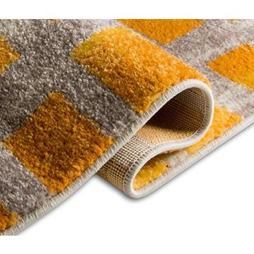 HOMEWAY Mesh 5'3" x 7'3" Soft Modern Rug with Yellow Pattern