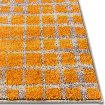 HOMEWAY Mesh 5'3" x 7'3" Soft Modern Rug with Yellow Pattern