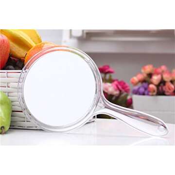 TOPYHL Makeup Hand Mirror, Double-Sided 3X 1x Magnifying Large Travel Handheld Mirror Cosmetic Mirro...