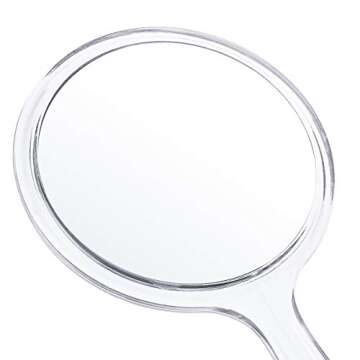 TOPYHL Makeup Hand Mirror, Double-Sided 3X 1x Magnifying Large Travel Handheld Mirror Cosmetic Mirror Acrylic Clear Finish Round Mirror (Clear)