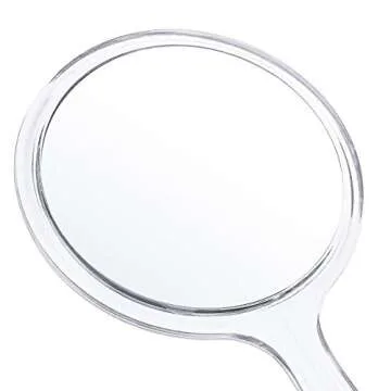 TOPYHL Makeup Hand Mirror, Double-Sided 3X 1x Magnifying Large Travel Handheld Mirror Cosmetic Mirror Acrylic Clear Finish Round Mirror (Clear)