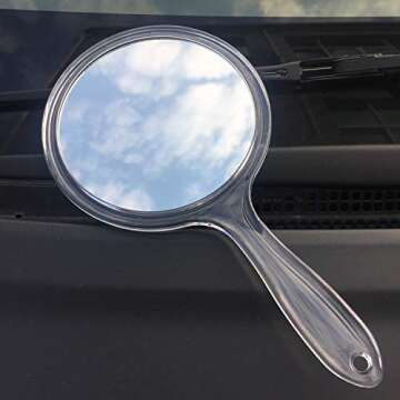 TOPYHL Makeup Hand Mirror, Double-Sided 3X 1x Magnifying Large Travel Handheld Mirror Cosmetic Mirror Acrylic Clear Finish Round Mirror (Clear)