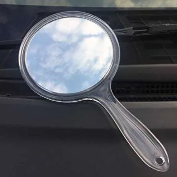 TOPYHL Makeup Hand Mirror, Double-Sided 3X 1x Magnifying Large Travel Handheld Mirror Cosmetic Mirror Acrylic Clear Finish Round Mirror (Clear)