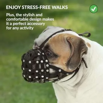 CollarDirect Leather Basket Dog Muzzle for Boxer, English American Bulldog Secure Anti-Barking Biting Chewing Adjustable Breathable (Brown)