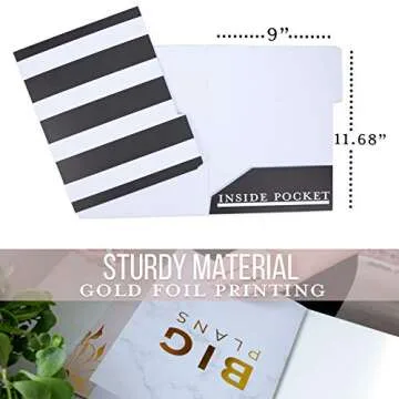 Decorative File Folders Letter Size - Pack of 16 Gold Chic Colored Manilla Folders with Pockets for Hanging Filing Folders - File Organizer Folder Set fits Letter Hanging Files