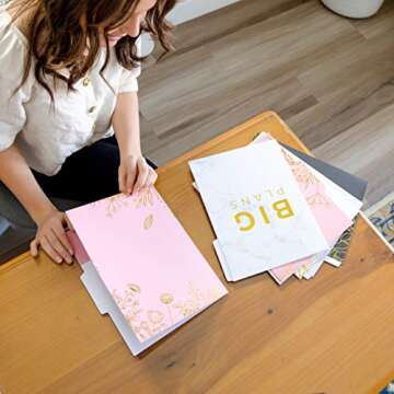 Decorative File Folders Letter Size - Pack of 16 Gold Chic Colored Manilla Folders with Pockets for Hanging Filing Folders - File Organizer Folder Set fits Letter Hanging Files