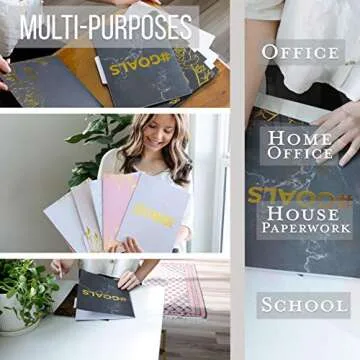 Decorative File Folders Letter Size - Pack of 16 Gold Chic Colored Manilla Folders with Pockets for Hanging Filing Folders - File Organizer Folder Set fits Letter Hanging Files