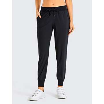 CRZ YOGA Women's Lightweight Workout Joggers 27.5" - Travel Casual Outdoor Running Athletic Track Hiking Pants with Pockets Black XX-Small